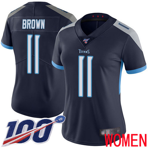 Tennessee Titans Limited Navy Blue Women A.J. Brown Home Jersey NFL Football 11 100th Season Vapor Untouchable